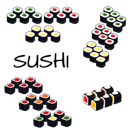 Set of rolls in a white backgroundのイラスト素材