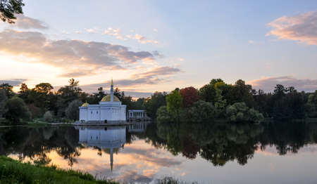 Turkish bath pavilion at Great Pond, Catherine Park. Pushkin. Tsarskoe Selo.の写真素材