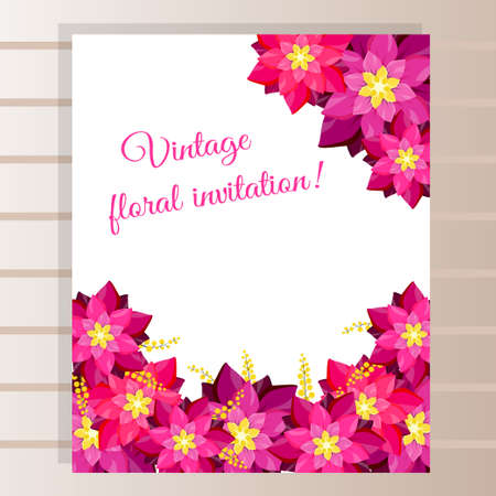 Romantic vintage floral invitation. Wedding marriage bridal birthday Valentine's day.のイラスト素材