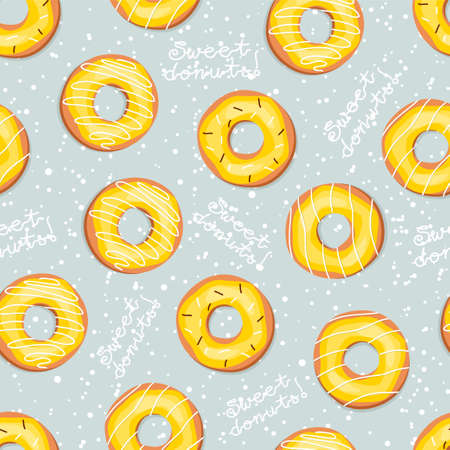 Cute seamless background of sweet donuts. Pattern.のイラスト素材