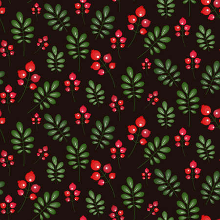 Seamless background of red berries. Cute pattern.のイラスト素材