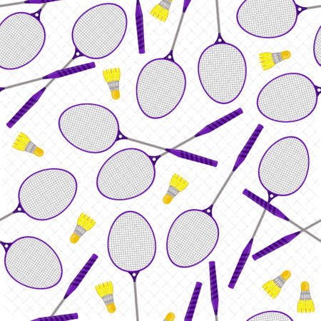 Let's play badminton. Seamless background of badminton rackets and shuttlecocks. Pattern.