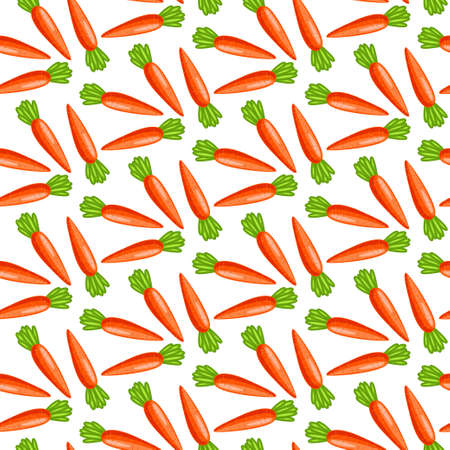 Seamless background of cute orange carrots. Pattern.
