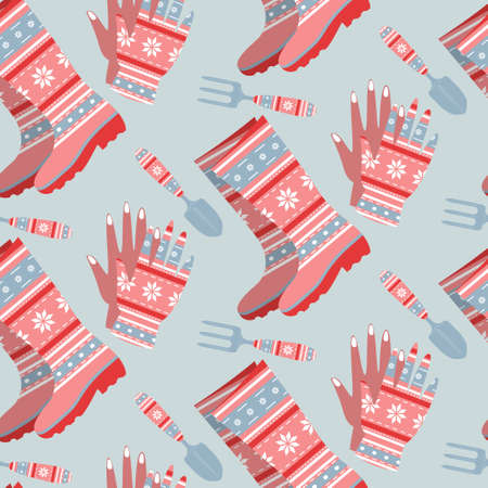 Seamless background from tools for gardening. Pattern.のイラスト素材