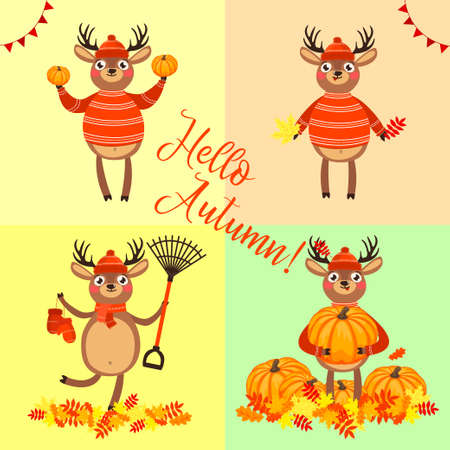 Lovely bright card with a deer.のイラスト素材