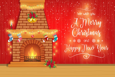 Merry Christmas and Happy New Year banner.のイラスト素材