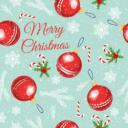 Seamless pattern of Christmas toys, snowflakes and sweets. Festive patternのイラスト素材