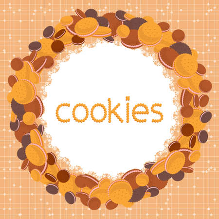 Sweet sugar double cookies with cream filling.のイラスト素材