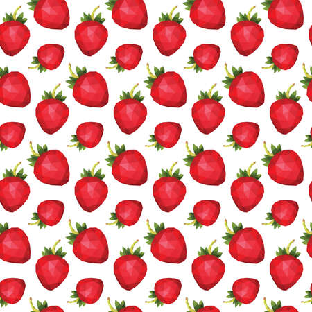 Polygonal strawberry seamless pattern on a white backgroundのイラスト素材