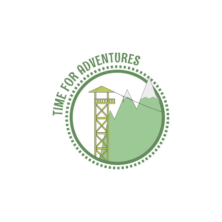 Time for adventures stamp. Zip line icon. Vector illustrationのイラスト素材
