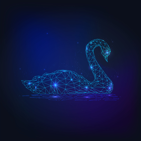 Swan swimming on the water.のイラスト素材