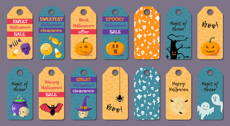 Set of cartoon halloween templates. Vector illustration.のイラスト素材