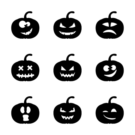 Silhouette halloween pumpkin set.のイラスト素材