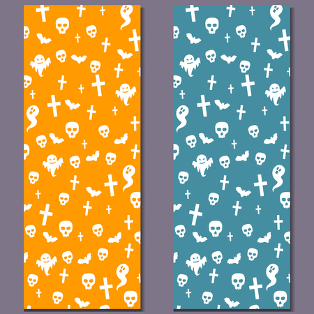 Set of cartoon Halloween templates . Vector illustration.のイラスト素材