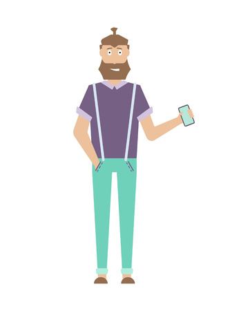 Handsome adult man with beard and hairstyleのイラスト素材