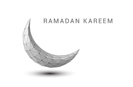 Abstract crescent. Ramadan Kareem background. Low poly styleのイラスト素材