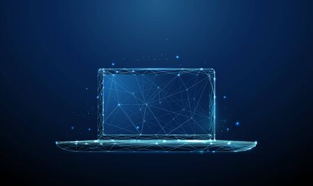 Abstract laptop. Computer device in low poly style designのイラスト素材