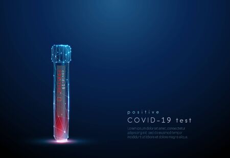 Blood test tube. Positive result coronavirus testのイラスト素材
