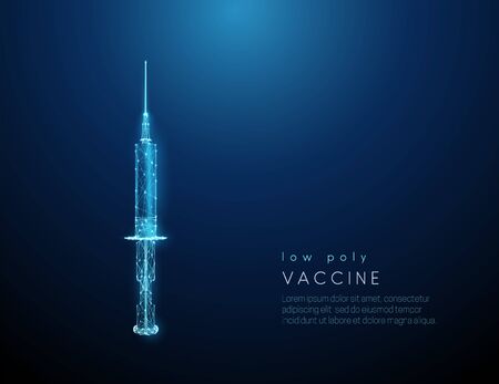Abstract low poly style vaccine in syringe.のイラスト素材