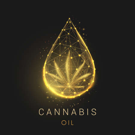 Abstract low poly falling golden oil drop.のイラスト素材