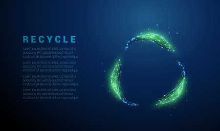 Low poly abstract green leaves in circleのイラスト素材