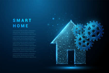 Abstract one storey country house with cogwheelsのイラスト素材