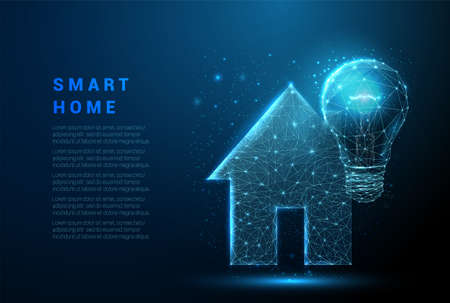 Abstract one storey country house with light bulb.のイラスト素材