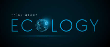 Text ecology with abstract planet earth globe