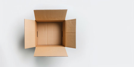 Carton open box. Parcel packaging. White background with copy space.の写真素材
