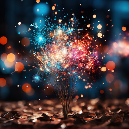 fireworks photo with space for text. copy space. new year's eve celebration. holiday celebration. generated with aiの素材