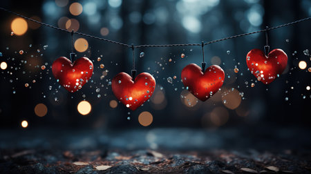 Valentine's Magic: Hearts on Bokeh Background (Generated with AI)の素材