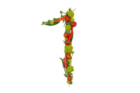 Number One made of green and red vegetables