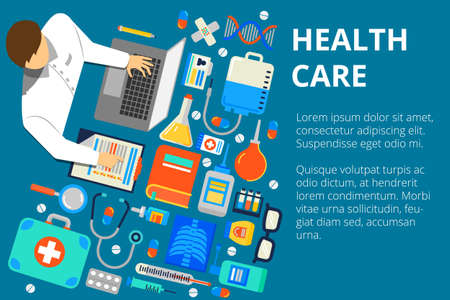Vector illustration in modern flat style, health care concept. Dのイラスト素材