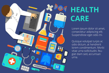 Vector illustration in modern flat style, health care concept. Dのイラスト素材