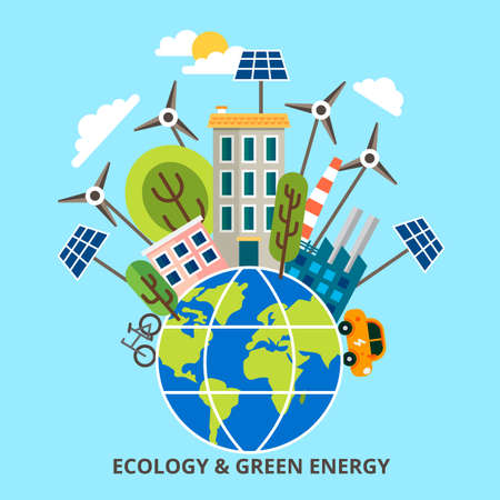 Ecology problem concept in flat stile. Vector illustration, infoのイラスト素材