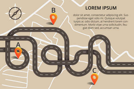 Many winding roads in modern flat design.のイラスト素材