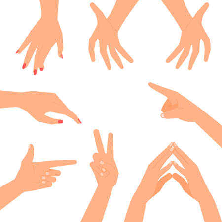 Hand gestures set isolated on white background.の写真素材
