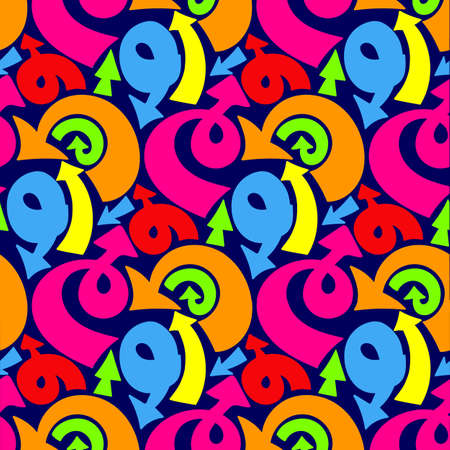 Youthful background. Hand-Drawn doodle seamless background pattern with arrows. Modern style colorful abstract background.のイラスト素材