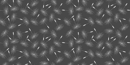 dandelion seeds in the form of umbrellas, white on a gray backgroundのイラスト素材