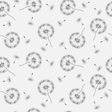 vector image, stylized dandelion with seeds on a gray backgroundのイラスト素材