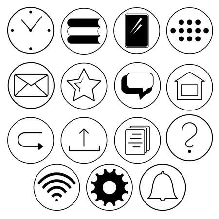 black-and-white graphic icons for websites, stores, and online platformsのイラスト素材