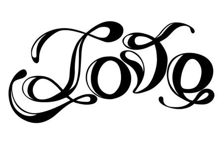 handmade letters, the word "love" black with white highlightsのイラスト素材