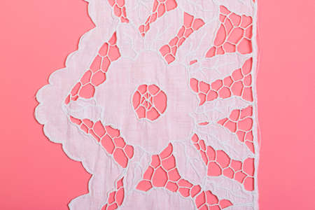 hand embroidery on linen and cotton fabric, homespun cloth, Richelieu and mesh, background