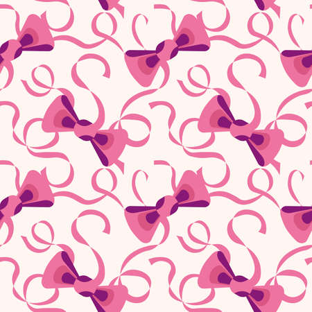 seamless pattern, stylized bows and pink ribbonsのイラスト素材