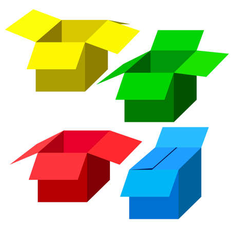 colorful layouts of packaging boxes on a white backgroundのイラスト素材