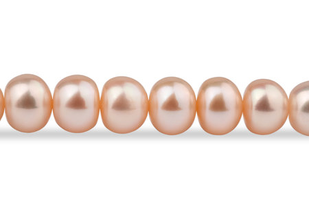 a string of natural pink pearls, beads, isolate on a white background, accessoriesの写真素材