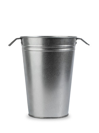 metal bucket-floor vase for tall flowers, isolate on a white backgroundの写真素材