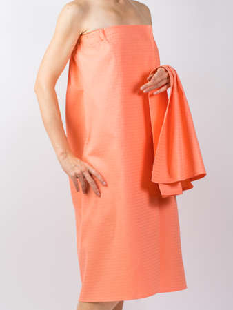 bath color cotton waffle towel-kilt on the modelの写真素材