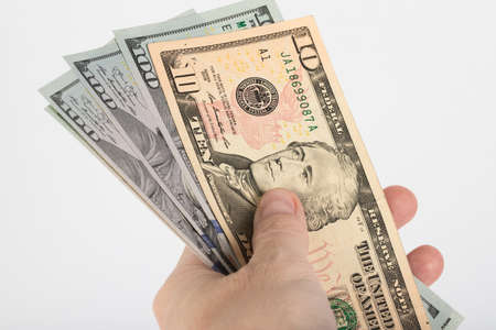 paper bills american dollars on a gray background, finance, money, convertible currency