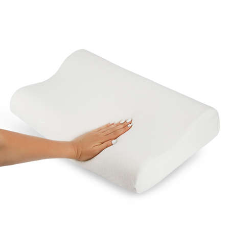 anatomical pillow made of foam material with memory effect, isolate on a white backgroundの写真素材